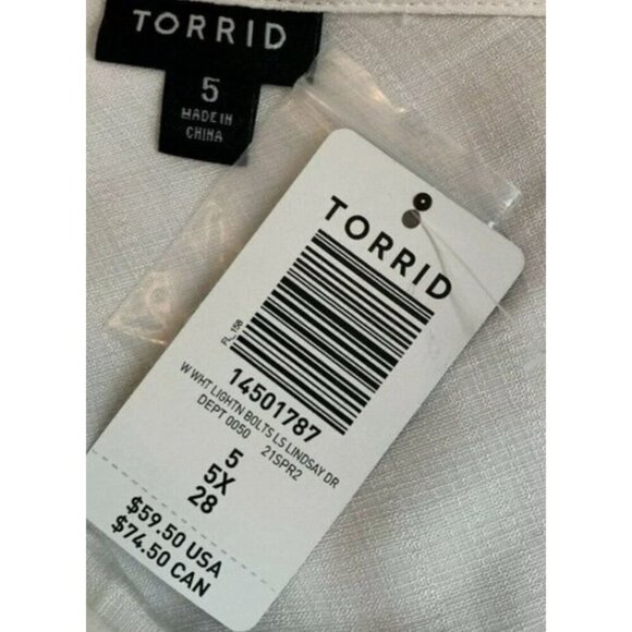 Torrid +5 White Sheer Button Embroidered Lightning Bolt Accent Long Sleeve Shirt - Picture 6 of 6